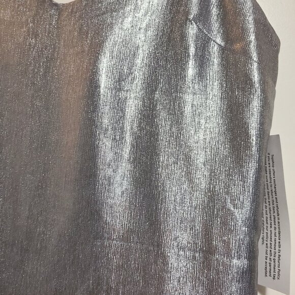 New Topshop Sz 4 Silver Metallic Mini Slip Dress - Picture 7 of 9